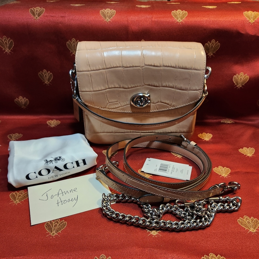 Coach Cassie 19 Croc Embossed Leather in Buff